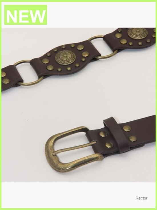 Faux Leather Western Belt with Conchos and Tassels
